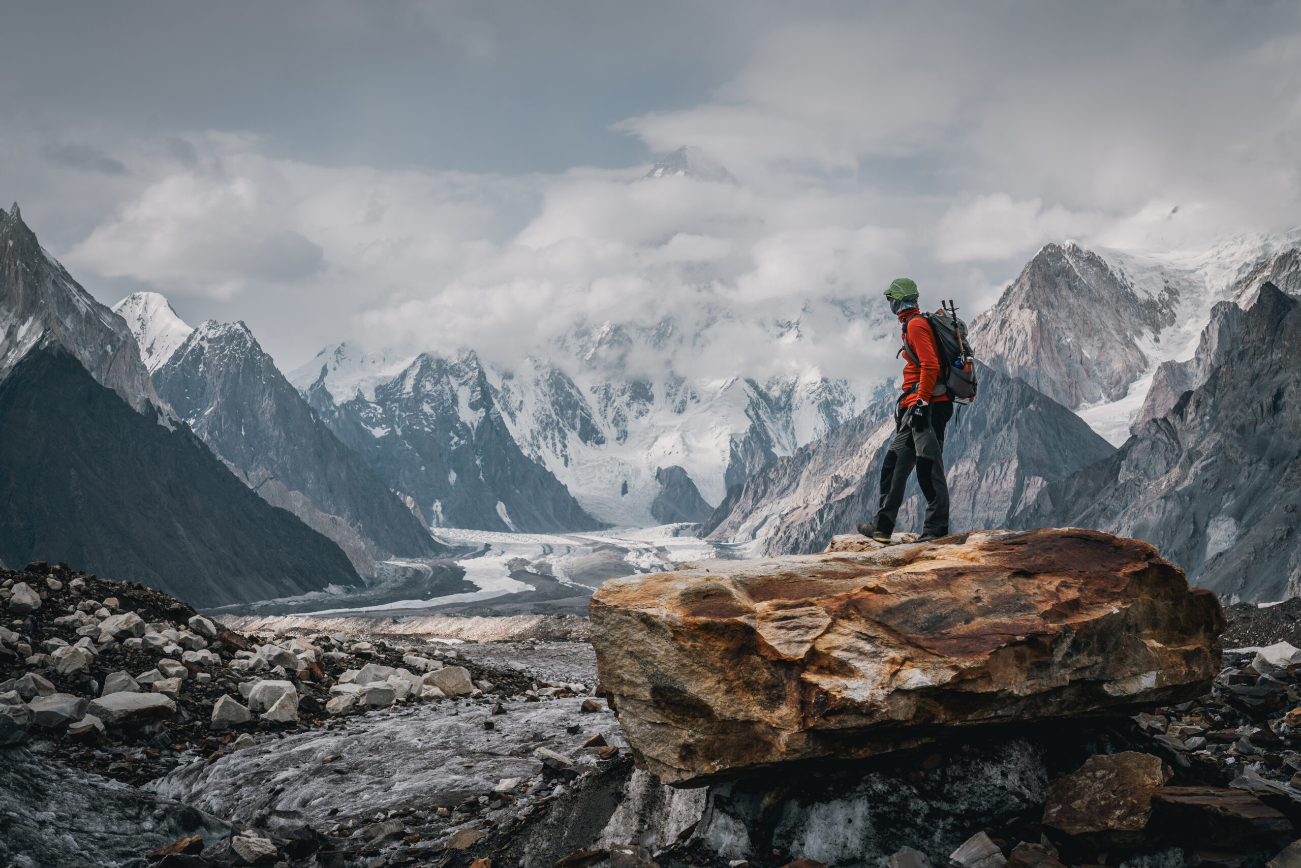 Alpine climber in Karakoram mountains